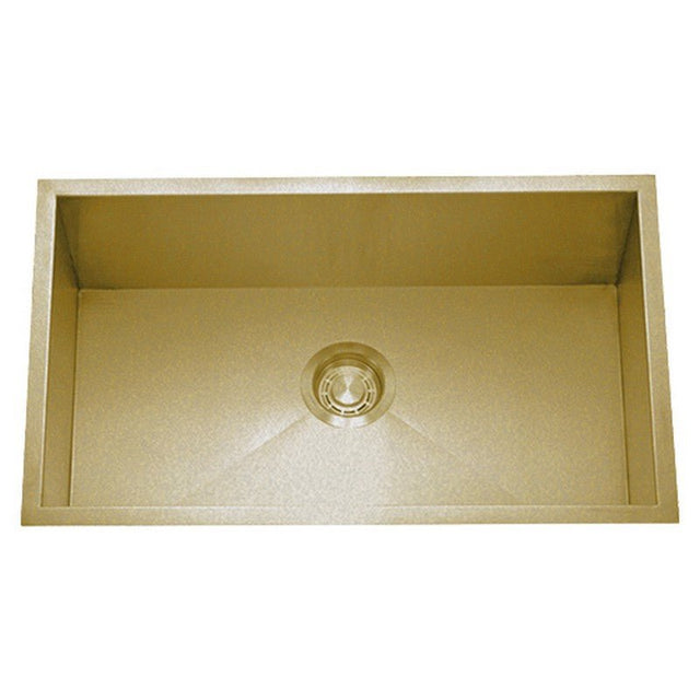 Dakota Sinks DSZ-3218 Signature Z-Series 32 Inch Zero Radius Single Bowl Undermount Stainless Steel Kitchen Sink with Bottom Grid DSZ-3218CP Dakota Sinks Gold
