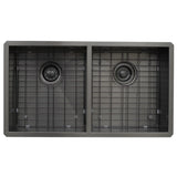 Dakota Sinks DSZ-5050 Signature Z-Series 32 Inch Zero Radius 50/50 Double Bowl Undermount Stainless Steel Kitchen Sink with Bottom Grid DSZ-5050GBK Dakota Sinks Gunmetal Black