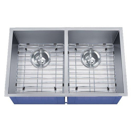 Dakota Sinks DSZ-5050 Signature Z-Series 32 Inch Zero Radius 50/50 Double Bowl Undermount Stainless Steel Kitchen Sink with Bottom Grid DSZ-5050SV Dakota Sinks Silver