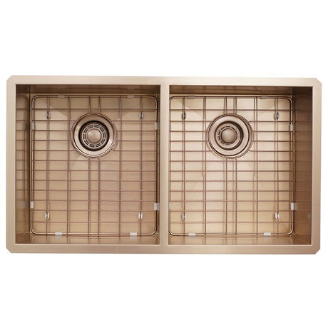 Dakota Sinks DSZ-5050 Signature Z-Series 32 Inch Zero Radius 50/50 Double Bowl Undermount Stainless Steel Kitchen Sink with Bottom Grid DSZ-5050CP Dakota Sinks Copper