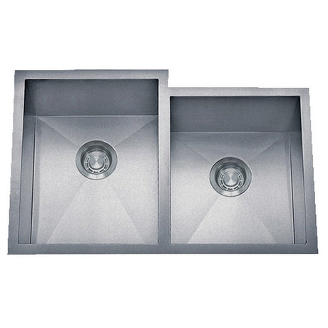 Dakota Sinks DSZ-6040-1 Signature Z-Series 30 3/4 Inch Zero Radius 60/40 Offset Double Bowl Undermount Stainless Steel Kitchen Sink with Bottom Grid DSZ-6040-1SV Dakota Sinks Silver