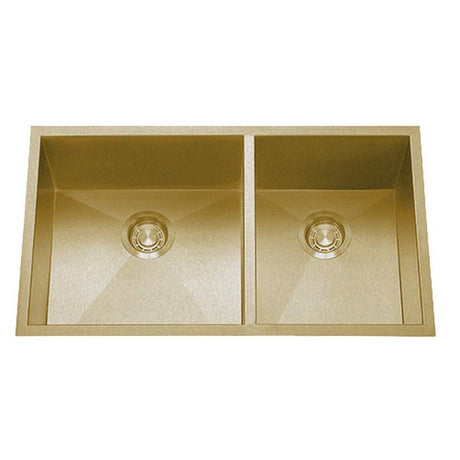 Dakota Sinks DSZ-6040 Signature Z-Series 32 Inch Zero Radius 60/40 Double Bowl Undermount Stainless Steel Kitchen Sink with Bottom Grid DSZ-6040GD Dakota Sinks Gold