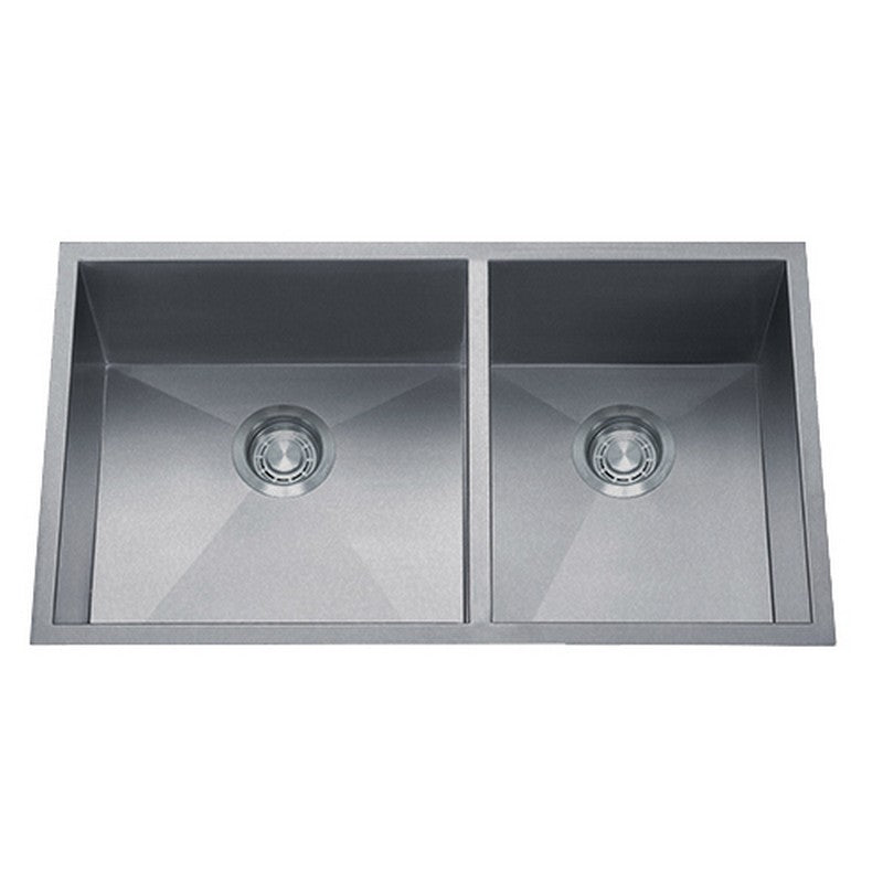Dakota Sinks DSZ-6040 Signature Z-Series 32 Inch Zero Radius 60/40 Double Bowl Undermount Stainless Steel Kitchen Sink with Bottom Grid - Dakota Sinks
