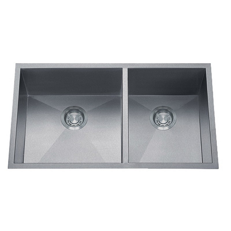 Dakota Sinks DSZ-6040 Signature Z-Series 32 Inch Zero Radius 60/40 Double Bowl Undermount Stainless Steel Kitchen Sink with Bottom Grid DSZ-6040SV Dakota Sinks Silver
