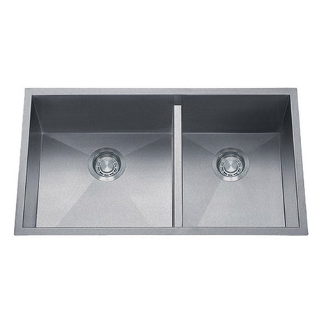 Dakota Sinks DSZ-6040LD Signature Z-Series 32 Inch Zero Radius 50/50 Low Divide Double Bowl Undermount Stainless Steel Kitchen Sink with Bottom Grid DSZ-6040LDSV Dakota Sinks Silver