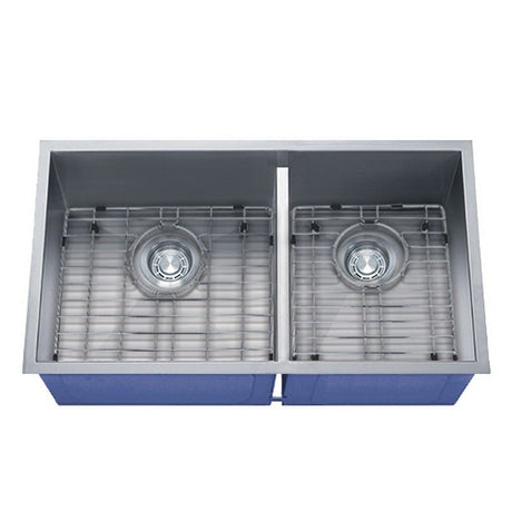 Dakota Sinks DSZ-6040LD Signature Z-Series 32 Inch Zero Radius 50/50 Low Divide Double Bowl Undermount Stainless Steel Kitchen Sink with Bottom Grid DSZ-6040LD Dakota Sinks Satin Brushed Nickel