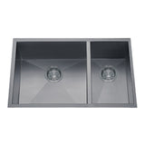 Dakota Sinks DSZ-7030 Signature Z-Series 32 Inch Zero Radius 70/30 Double Bowl Undermount Stainless Steel Kitchen Sink with Bottom Grid DSZ-7030SV Dakota Sinks Silver