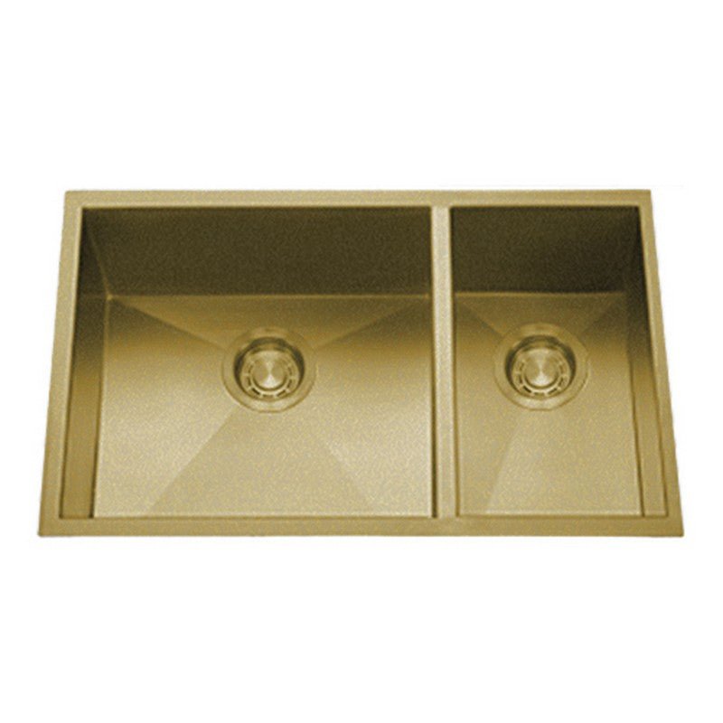 Dakota Sinks DSZ-7030 Signature Z-Series 32 Inch Zero Radius 70/30 Double Bowl Undermount Stainless Steel Kitchen Sink with Bottom Grid DSZ-7030GD Dakota Sinks Gold
