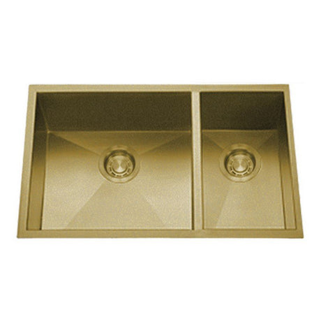 Dakota Sinks DSZ-7030 Signature Z-Series 32 Inch Zero Radius 70/30 Double Bowl Undermount Stainless Steel Kitchen Sink with Bottom Grid DSZ-7030GD Dakota Sinks Gold