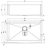 Dakota Sinks DSZ-A3020 Signature Z-Series 30 Inch Zero Radius Single Bowl Apron Front Stainless Steel Kitchen Sink with Bottom Grid Dakota Sinks