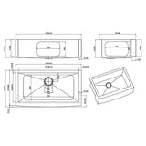 Dakota Sinks DSZ-A3620 Signature Z-Series 36 Inch Zero Radius Single Bowl Apron Front Stainless Steel Kitchen Sink with Bottom Grid Dakota Sinks