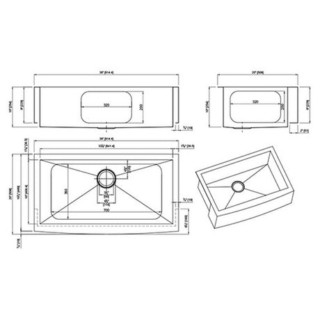 Dakota Sinks DSZ-A3620 Signature Z-Series 36 Inch Zero Radius Single Bowl Apron Front Stainless Steel Kitchen Sink with Bottom Grid Dakota Sinks