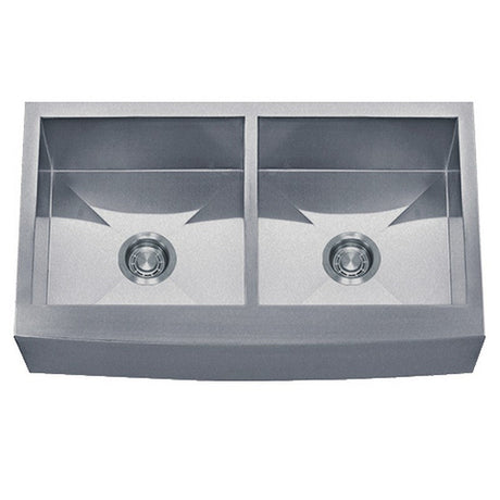 Dakota Sinks DSZ-A5050 Signature Z-Series 33 Inch Zero Radius 50/50 Double Bowl Apron Front Stainless Steel Kitchen Sink with Bottom Grid DSZ-A5050SV Dakota Sinks Silver