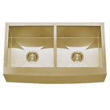 Dakota Sinks DSZ-A5050 Signature Z-Series 33 Inch Zero Radius 50/50 Double Bowl Apron Front Stainless Steel Kitchen Sink with Bottom Grid DSZ-A5050GD Dakota Sinks Gold