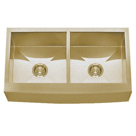 Dakota Sinks DSZ-A5050 Signature Z-Series 33 Inch Zero Radius 50/50 Double Bowl Apron Front Stainless Steel Kitchen Sink with Bottom Grid DSZ-A5050GD Dakota Sinks Gold