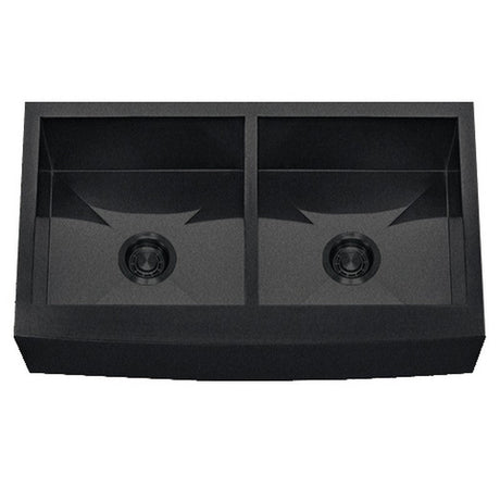Dakota Sinks DSZ-A5050 Signature Z-Series 33 Inch Zero Radius 50/50 Double Bowl Apron Front Stainless Steel Kitchen Sink with Bottom Grid DSZ-A5050GBK Dakota Sinks Gunmetal Black