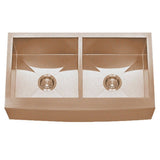 Dakota Sinks DSZ-A5050 Signature Z-Series 33 Inch Zero Radius 50/50 Double Bowl Apron Front Stainless Steel Kitchen Sink with Bottom Grid DSZ-A5050CP Dakota Sinks Copper