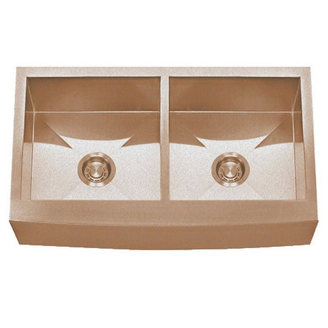 Dakota Sinks DSZ-A5050 Signature Z-Series 33 Inch Zero Radius 50/50 Double Bowl Apron Front Stainless Steel Kitchen Sink with Bottom Grid DSZ-A5050CP Dakota Sinks Copper
