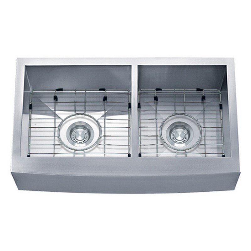 40 Double Bowl Apron Front Stainless Steel Kitchen Sink with Bottom Grid - Dakota Sinks
