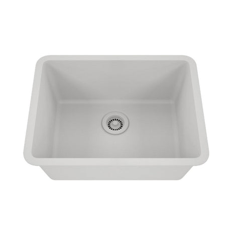 Dakota Sinks GSE-QC2318-BE Builders Elements Series 23 Inch Quartz Composite Single Bowl Undermount Kitchen Sink GSE-QC2318-W Dakota Sinks White