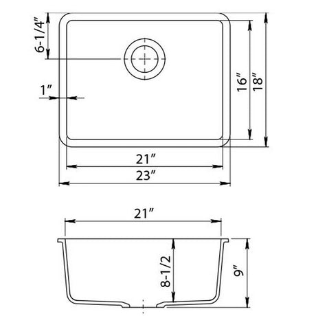 Dakota Sinks GSE-QC2318-BE Builders Elements Series 23 Inch Quartz Composite Single Bowl Undermount Kitchen Sink Dakota Sinks