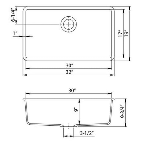 Dakota Sinks GSE-QC3219-BE Builders Elements Series 32 Inch Quartz Composite Single Bowl Undermount Kitchen Sink Dakota Sinks
