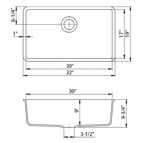 Dakota Sinks GSE-QC3219-BE Builders Elements Series 32 Inch Quartz Composite Single Bowl Undermount Kitchen Sink Dakota Sinks