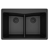Dakota Sinks GSE-QC5050-W Builders Elements Series 33 Inch Quartz Composite 50/50 Low Divide Double Bowl Undermount Kitchen Sink GSE-QC5050-BK Dakota Sinks Black