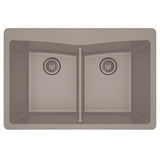 Dakota Sinks GSE-QC5050-W Builders Elements Series 33 Inch Quartz Composite 50/50 Low Divide Double Bowl Undermount Kitchen Sink GSE-QC5050-CO Dakota Sinks Concrete