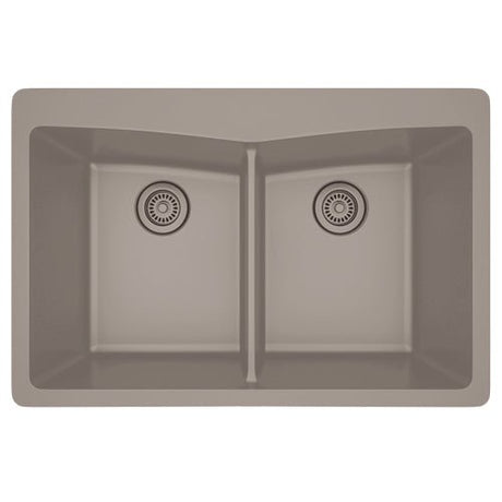 Dakota Sinks GSE-QC5050-W Builders Elements Series 33 Inch Quartz Composite 50/50 Low Divide Double Bowl Undermount Kitchen Sink GSE-QC5050-CO Dakota Sinks Concrete