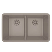 Dakota Sinks GSE-QC5050LD-BE Builders Elements Series 32 Inch Quartz Composite 50/50 Low Divide Double Bowl Undermount Kitchen Sink - Dakota Sinks