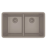 Dakota Sinks GSE-QC5050LD-BE Builders Elements Series 32 Inch Quartz Composite 50/50 Low Divide Double Bowl Undermount Kitchen Sink GSE-QC5050LD-BE Dakota Sinks Beige