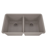 Dakota Sinks GSE-QC5050LD-BE Builders Elements Series 32 Inch Quartz Composite 50/50 Low Divide Double Bowl Undermount Kitchen Sink GSE-QC5050LD-CO Dakota Sinks Concrete
