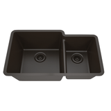 Dakota Sinks GSE-QC6040LD-BE Builders Elements Series 32 Inch Quartz Composite 60/40 Low Divide Double Bowl Undermount Kitchen Sink GSE-QC6040LD-MO Dakota Sinks Mocha