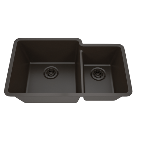 Dakota Sinks GSE-QC6040LD-BE Builders Elements Series 32 Inch Quartz Composite 60/40 Low Divide Double Bowl Undermount Kitchen Sink GSE-QC6040LD-MO Dakota Sinks Mocha
