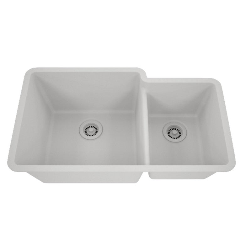 Dakota Sinks GSE-QC6040LD-BE Builders Elements Series 32 Inch Quartz Composite 60/40 Low Divide Double Bowl Undermount Kitchen Sink - Dakota Sinks