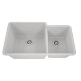 Dakota Sinks GSE-QC6040LD-BE Builders Elements Series 32 Inch Quartz Composite 60/40 Low Divide Double Bowl Undermount Kitchen Sink GSE-QC6040LD-W Dakota Sinks White
