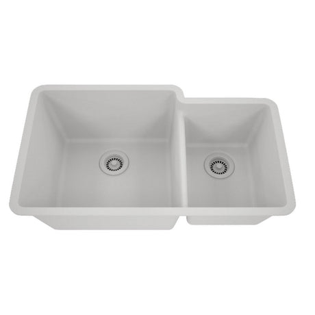 Dakota Sinks GSE-QC6040LD-BE Builders Elements Series 32 Inch Quartz Composite 60/40 Low Divide Double Bowl Undermount Kitchen Sink GSE-QC6040LD-W Dakota Sinks White