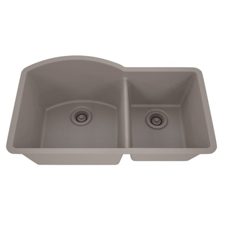 Dakota Sinks GSE-QC7030LD-BE Builders Elements Series 32 Inch Quartz Composite 70/30 Low Divide Double Bowl Undermount Kitchen Sink GSE-QC7030LD-CO Dakota Sinks Concrete