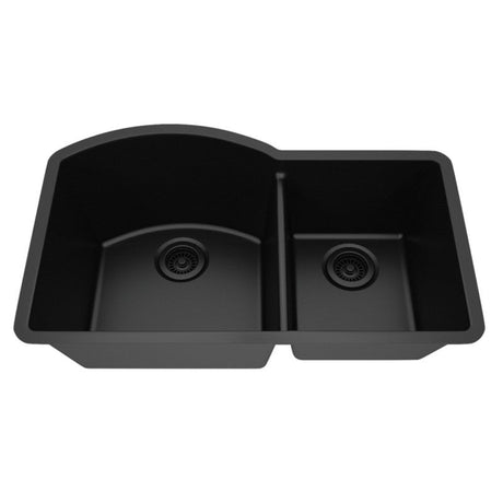 Dakota Sinks GSE-QC7030LD-BE Builders Elements Series 32 Inch Quartz Composite 70/30 Low Divide Double Bowl Undermount Kitchen Sink GSE-QC7030LD-MO Dakota Sinks Mocha