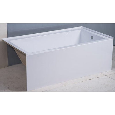 Dakota Sinks UST-ALLC01SNW Signature 60 x 30 Inch Alcove Rectangle Left Hand Drain Bathtub with Nested Tile Flange - White