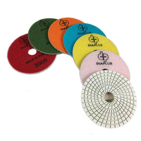 Dia Plus White Pads for Engineered Stone, Quartz, and Light Marbles DPES4SET Dia Plus Set of 7ea 4" 4