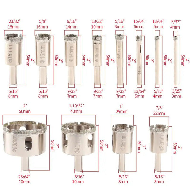 Diamond Core bits for Glass, Tile, Porcelain, and Stone Diamond Tool Store