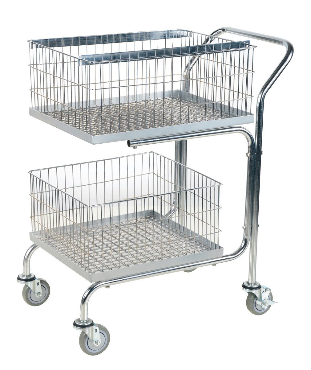 Double Tray/Double Basket Mail Cart - Vestil
