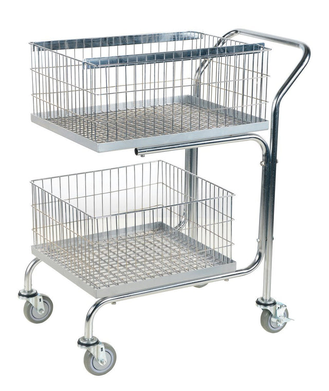 Double Tray/Double Basket Mail Cart Vestil