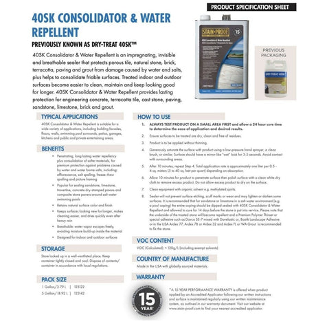 Dry Treat 40SK (Stain-Proof 40SK Consolidator & Water Repellent Sealer) Dry Treat
