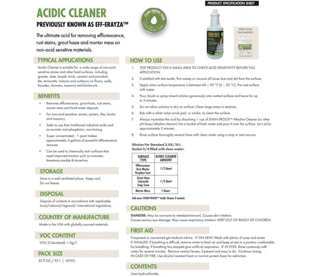Dry-Treat Stain-Proof Eff Erayza Safe Acid Cleaner Dry Treat