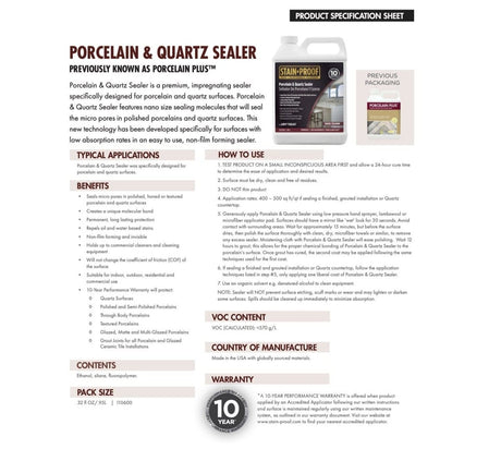 Dry-Treat Stain Proof Porcelain Plus Premium Porcelain and Quartz Sealer Dry Treat