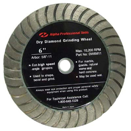 DW Style Grinding Wheels for Natural and Eng.Stone DW4C11 Alpha Tools 4" Coarse