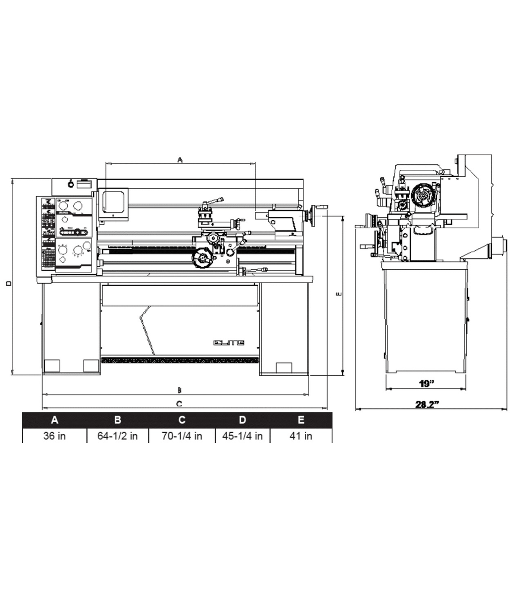 Elite 13" x 40" EVS Lathe With ACU-RITE 203 CSS DRO With Taper Attachment and Collet Closer | E-1340VS - Jet